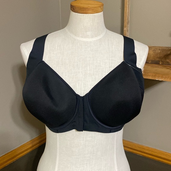 Bali black comfort stretch cool comfort support bra Front closure size 42E 42DD - Picture 1 of 10